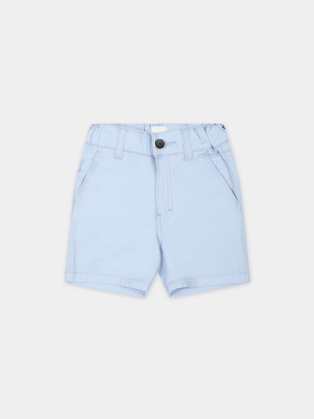 Light blue shorts for baby boy with logo